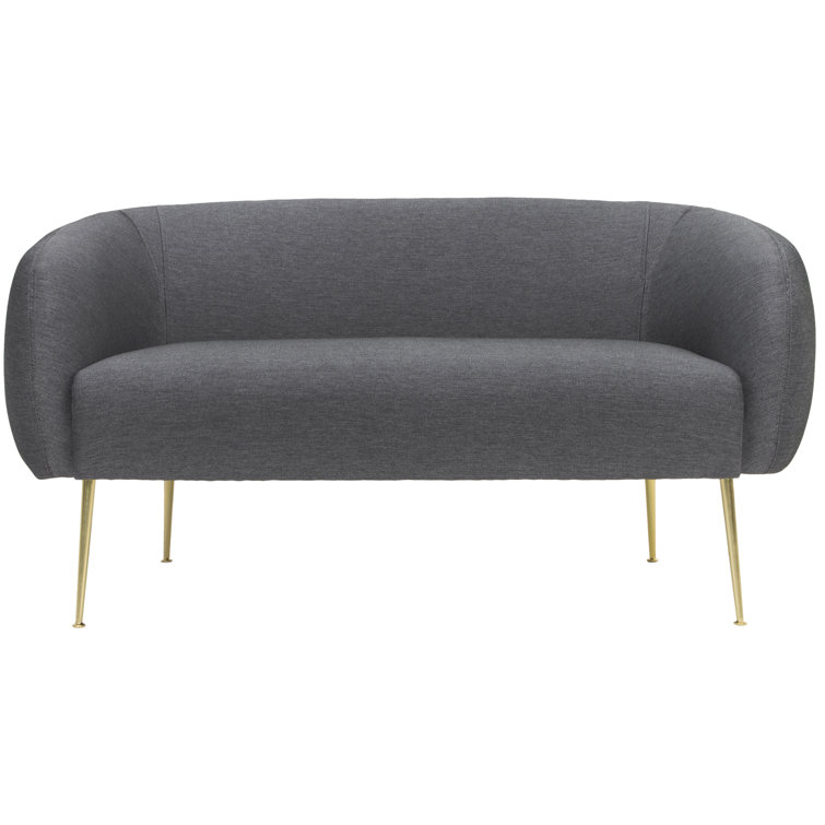 Modern Gray Stone and Gold 55" Stationary Loveseat