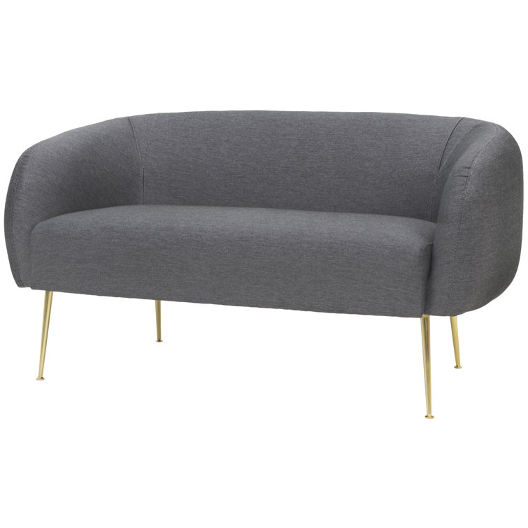 Modern Gray Stone and Gold 55" Stationary Loveseat