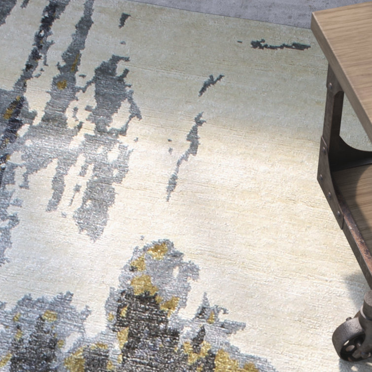 Cascade Luminous Water Abstract Blue 8' x 10' Hand-Knotted Viscose Rug
