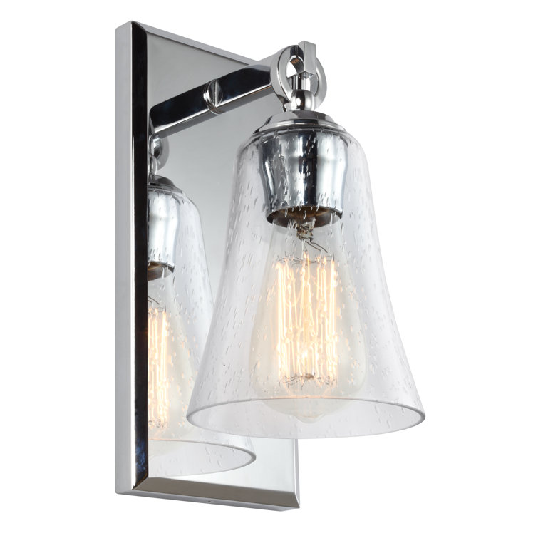 Elegant Dimmable Chrome Wall Sconce with Clear Seeded Glass