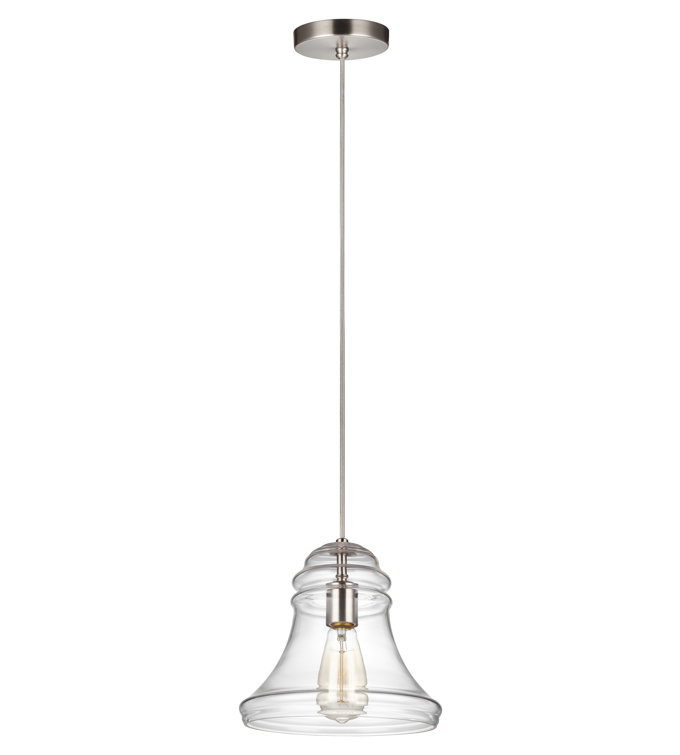 Doyle Satin Nickel Mini-Pendant with Clear Glass Shade
