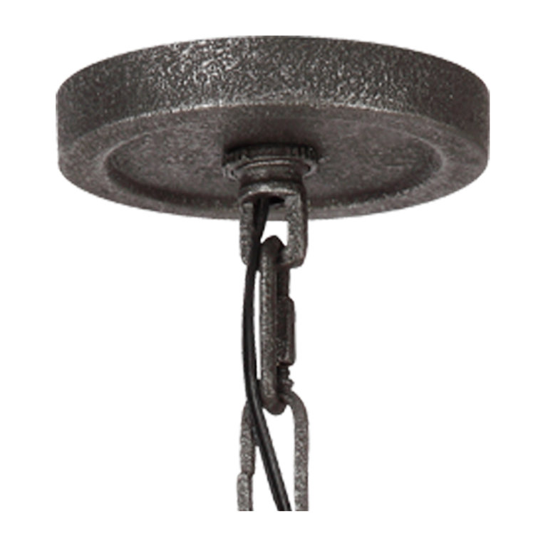 Distressed Weathered Oak and Slate Gray Metal 9-Light Tiered Chandelier