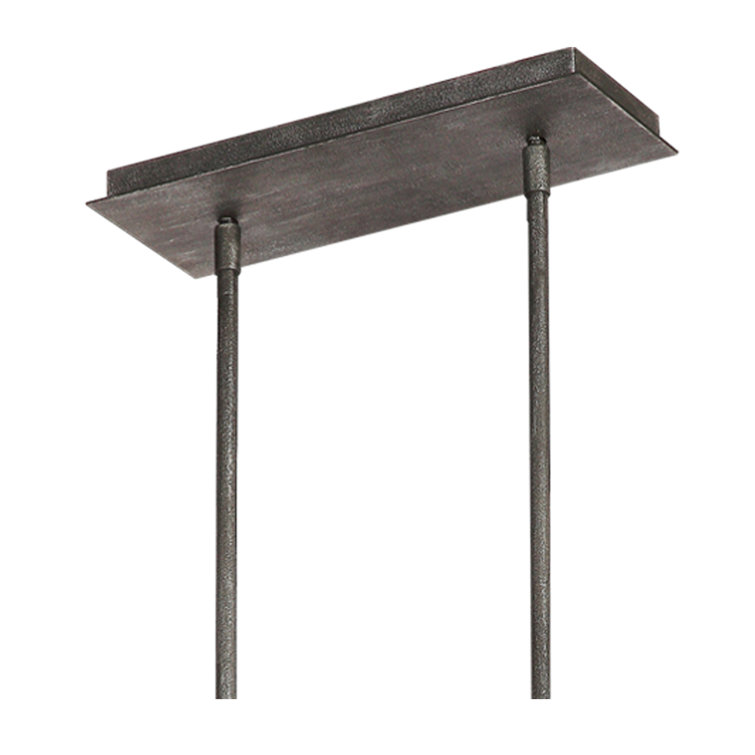 Rustic 8-Light Linear Chandelier in Distressed Weathered Oak and Slate Grey Metal