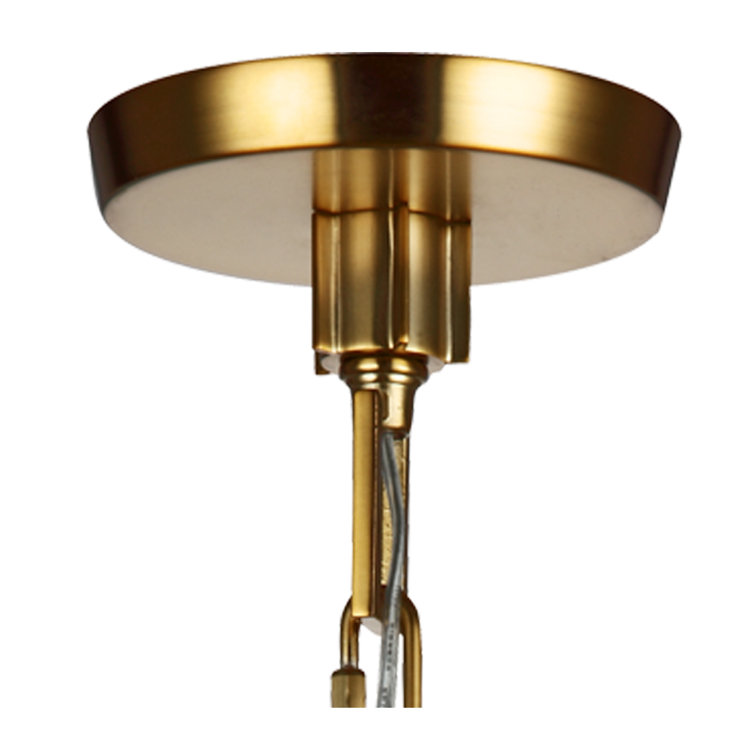 Burnished Brass Ribbed Glass Single Cone Pendant Light