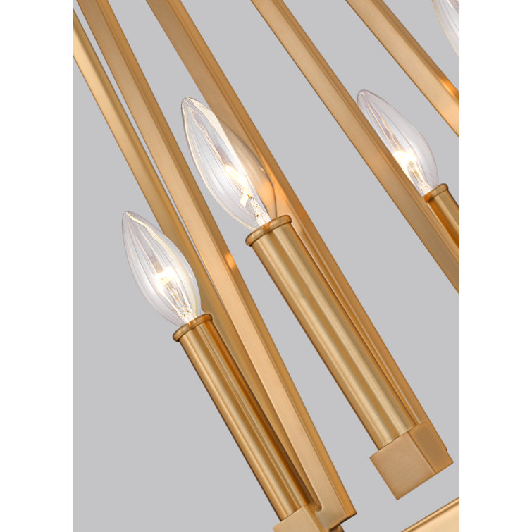 Gilded Satin Brass 4-Light Candelabra Chandelier with Clear Glass