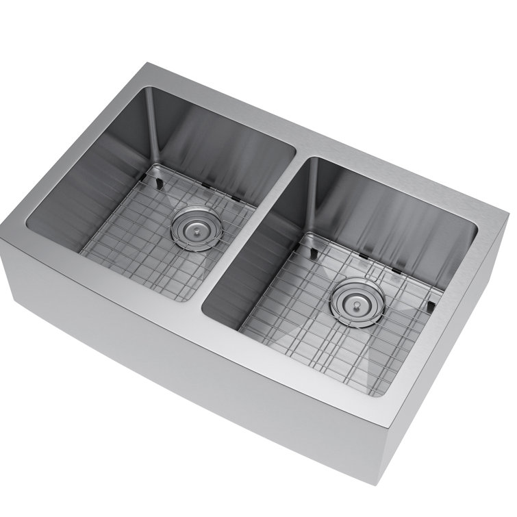 37-Inch Stainless Steel Farmhouse Double Bowl Kitchen Sink