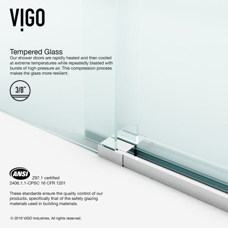 Luca 60" Frameless Sliding Shower Door with Clear Tempered Glass