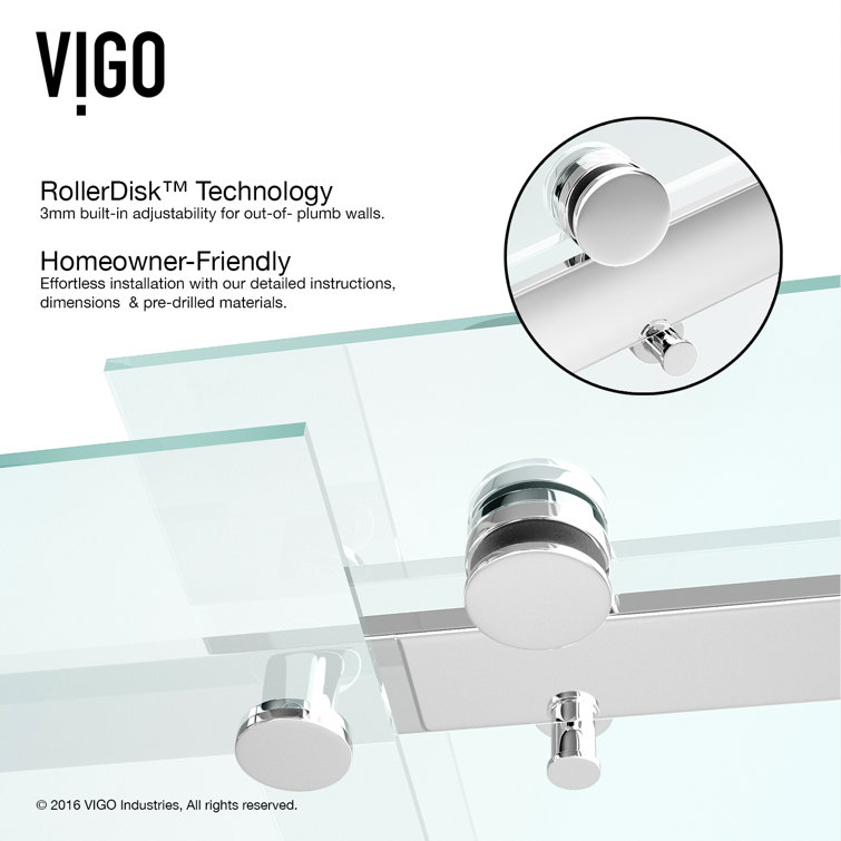 Luca 60" Frameless Sliding Shower Door with Clear Tempered Glass