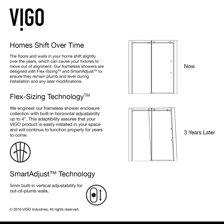 Luca 60" Frameless Sliding Shower Door with Clear Tempered Glass