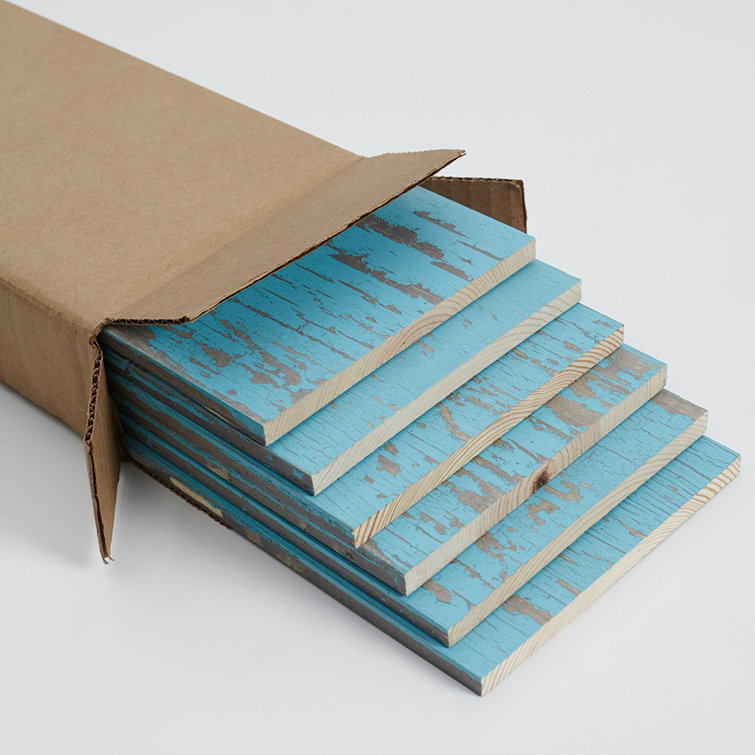 Blue Chalk 5.5" x 47.5" Slim Pine Wood Wall Paneling