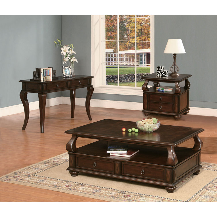 Amado Walnut Solid Wood Square End Table with Storage