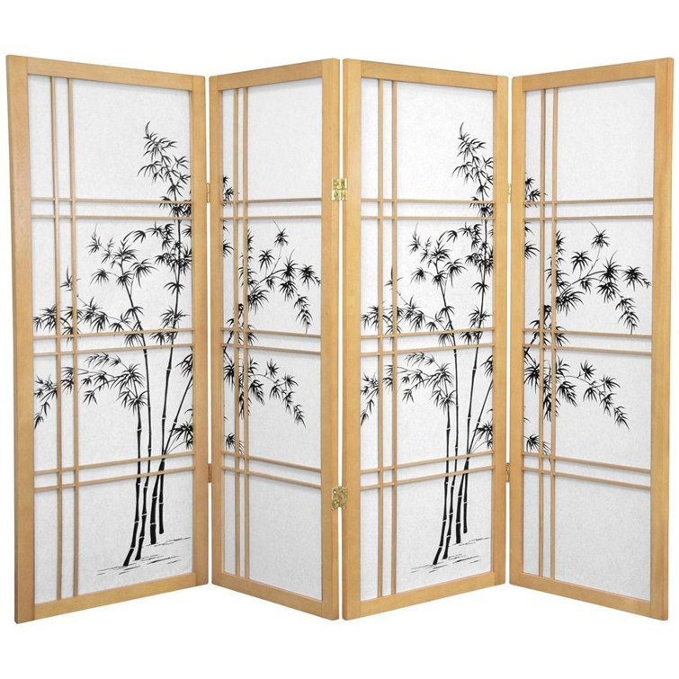 Natural 4-Panel Bamboo Tree Shoji Room Divider