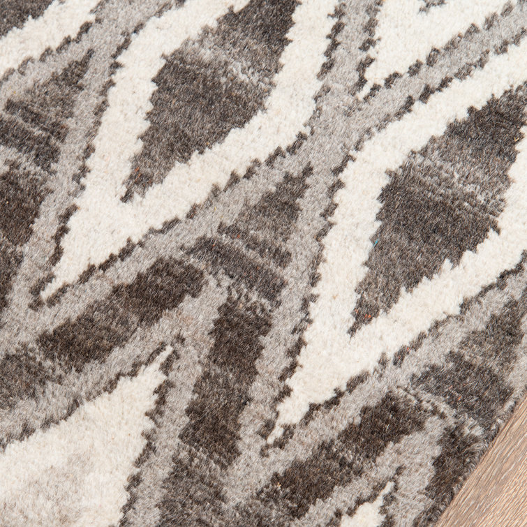 Hand-Knotted Gray Wool Geometric Area Rug