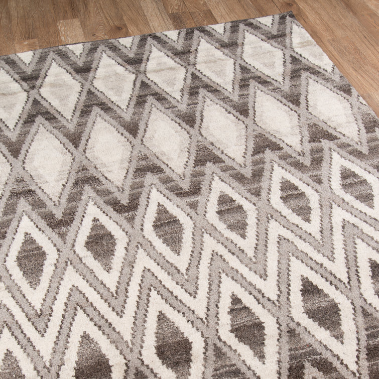 Hand-Knotted Gray Wool Geometric Area Rug