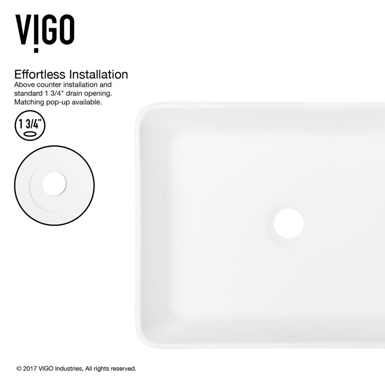 Modern White Rectangular Above-Counter Stone Vessel Sink