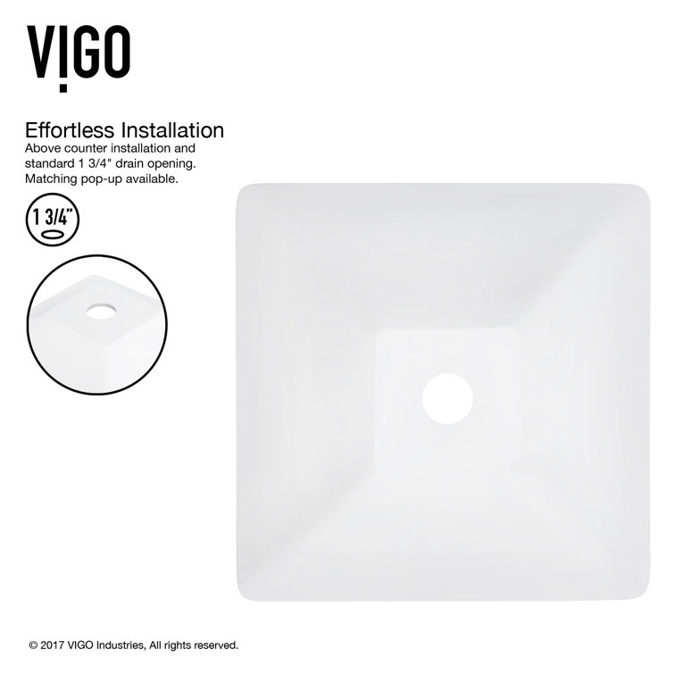 Matte White Square Acrylic Vessel Sink