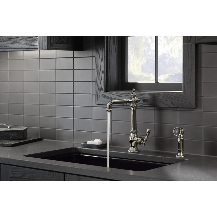 Polished Chrome Victorian Kitchen Faucet with Side Spray