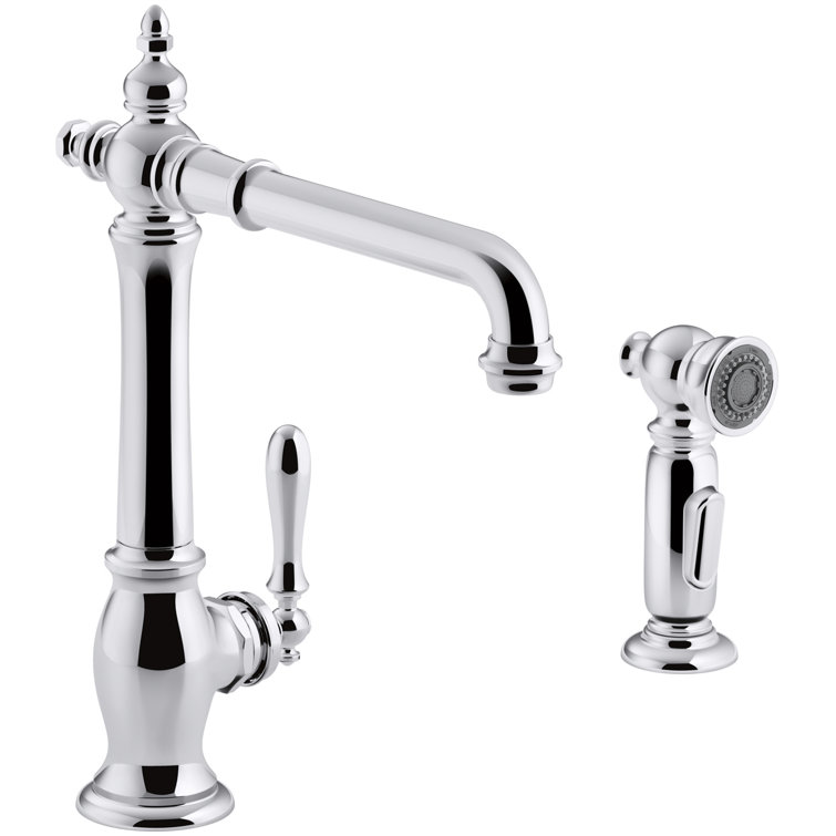 Polished Chrome Victorian Kitchen Faucet with Side Spray