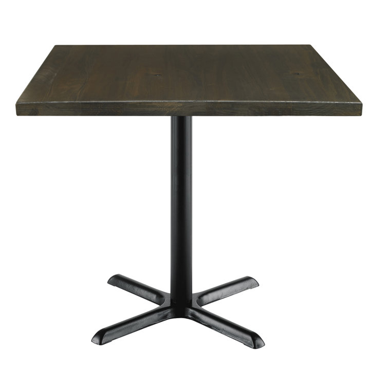 36" Square Reclaimed Oak Wood Dining Table with Metal Pedestal Base