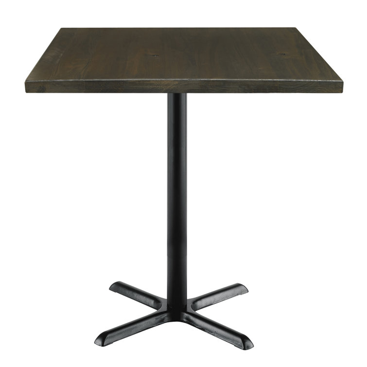 36" Square Reclaimed Oak Wood Dining Table with Metal Pedestal Base