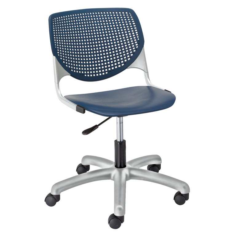 Navy Metal Swivel Armless Task Chair