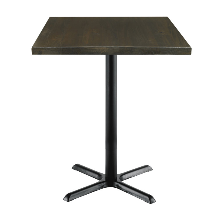 36" Square Reclaimed Oak Wood Dining Table with Metal Pedestal Base