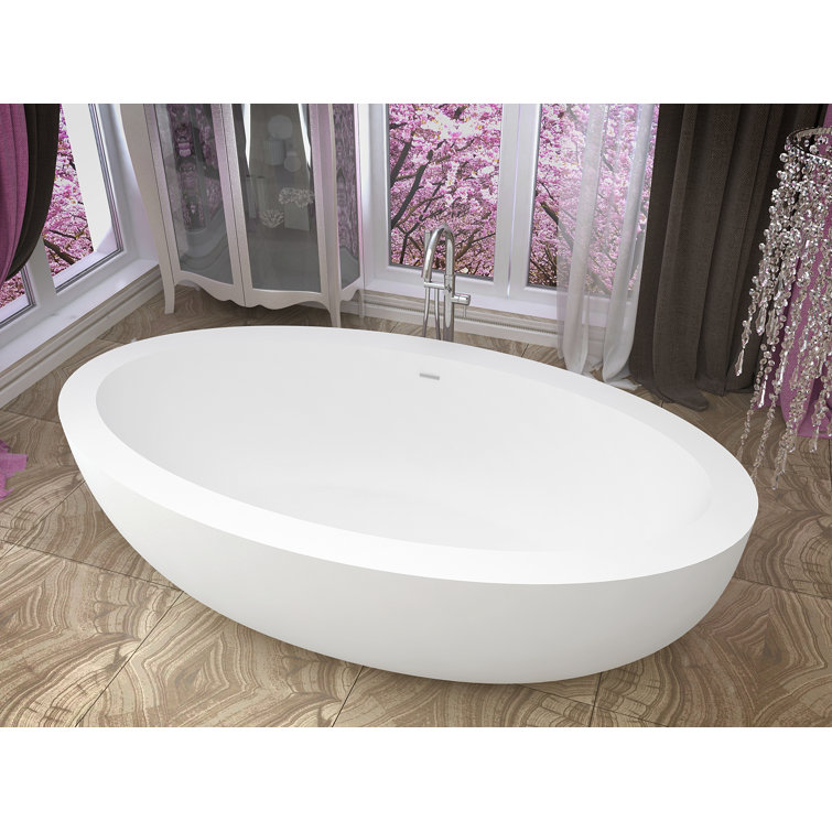 Lusso 75.5'' Matte White Freestanding Soaking Bathtub