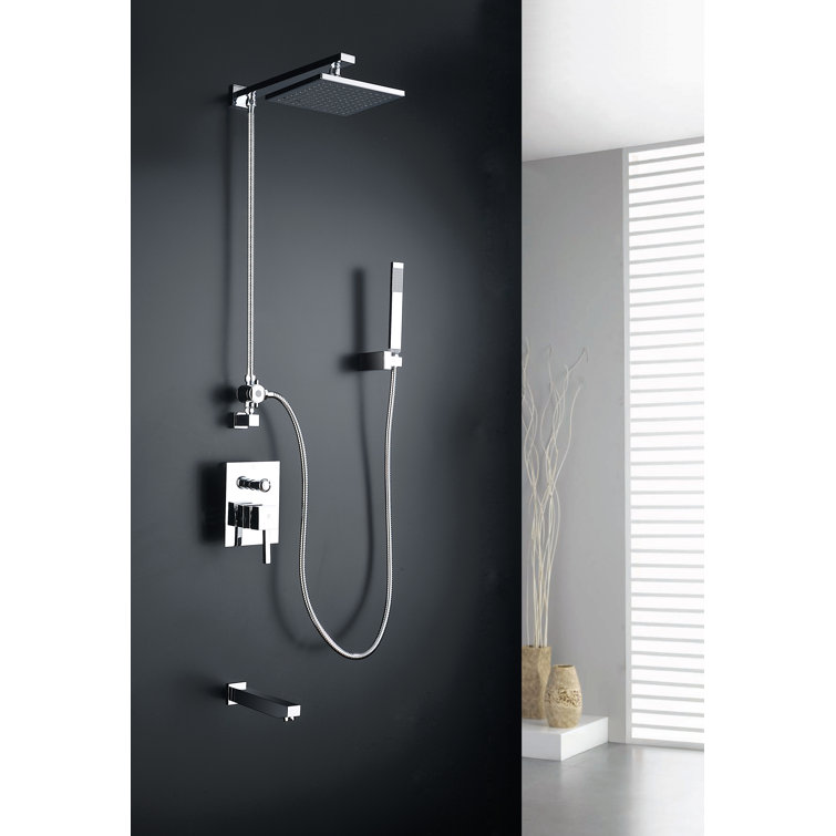 Polished Chrome Wall Mounted Rain Shower Faucet Set