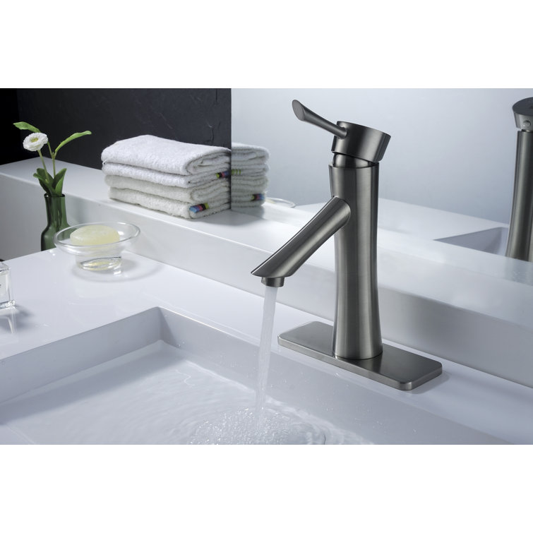 Brushed Nickel Single Handle Bathroom Faucet with Drain Assembly