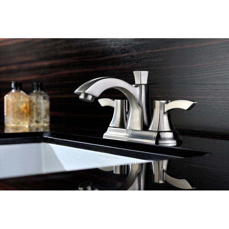 Brushed Nickel Dual Handle Centerset Bathroom Faucet