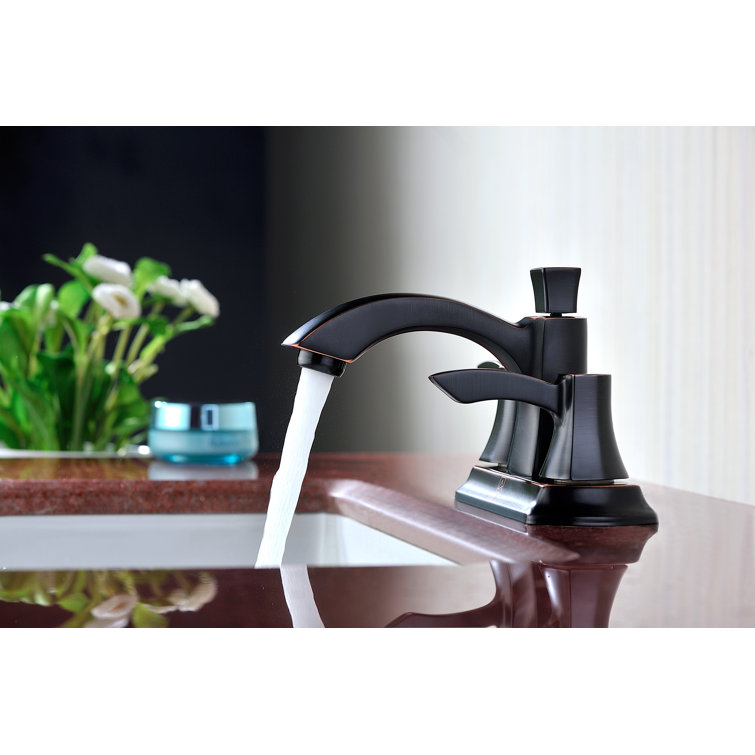 Elegante 6.6" Bronze Dual-Handle Mid-Arc Bathroom Faucet