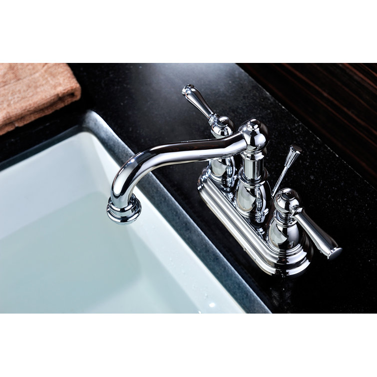 Polished Chrome 4-Inch Centerset 2-Handle Bathroom Faucet
