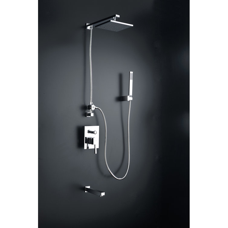 Polished Chrome Wall Mounted Rain Shower Faucet Set