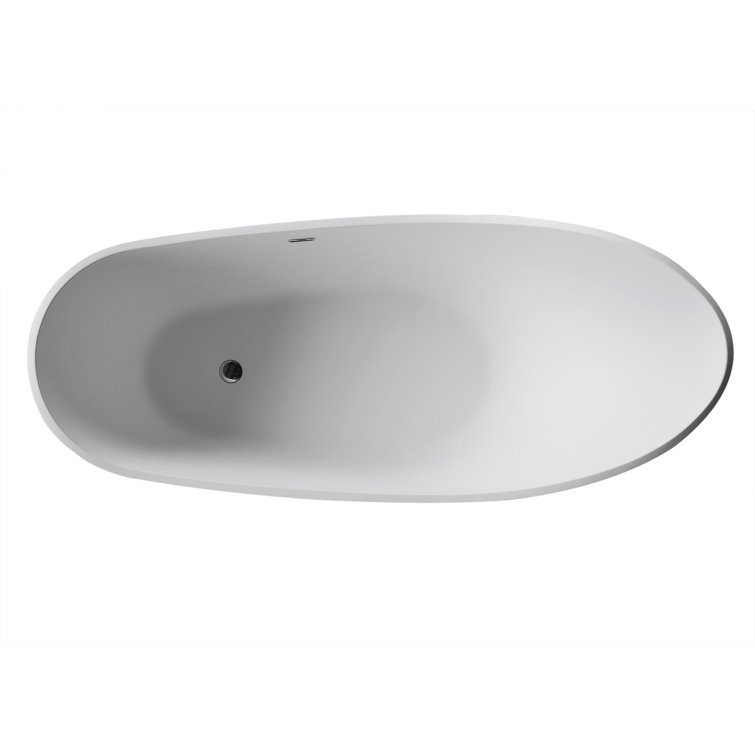 Matte White 90'' Freestanding Solid Surface Bathtub