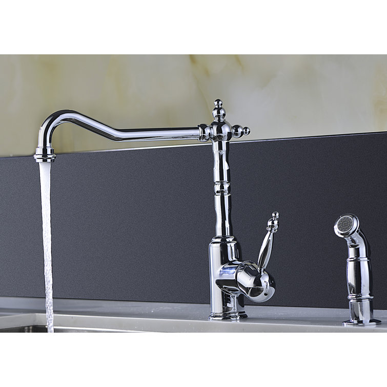 Polished Chrome Single Handle Kitchen Faucet with Sprayer