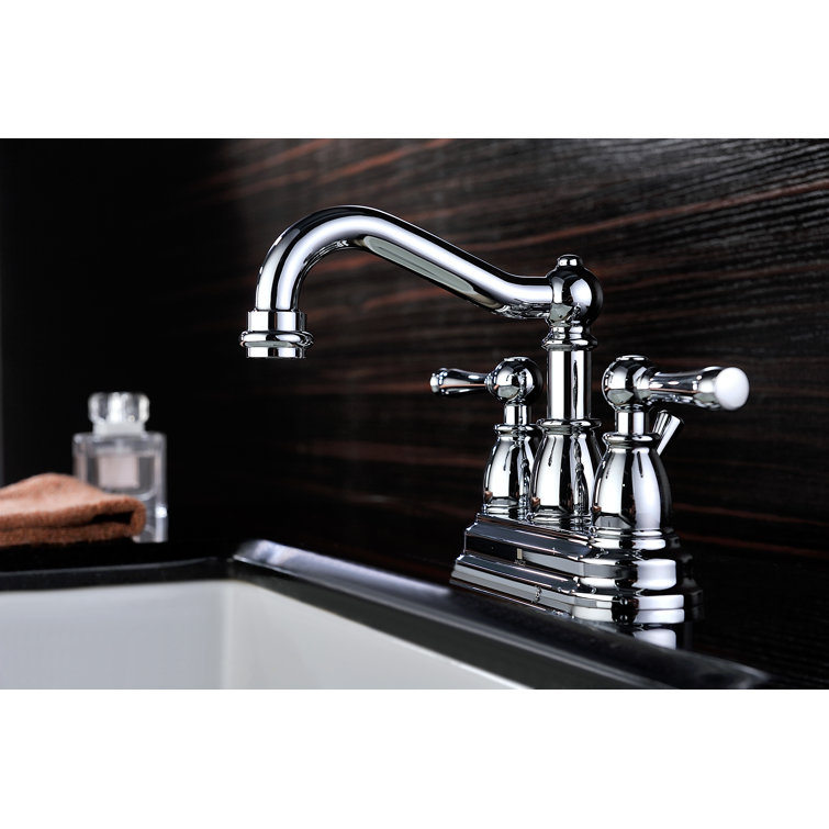 Polished Chrome 4-Inch Centerset 2-Handle Bathroom Faucet