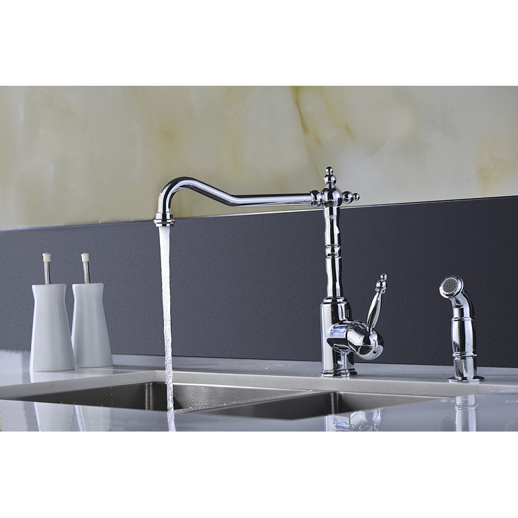 Polished Chrome Single Handle Kitchen Faucet with Sprayer