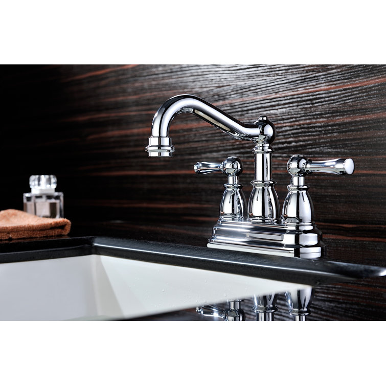 Polished Chrome 4-Inch Centerset 2-Handle Bathroom Faucet