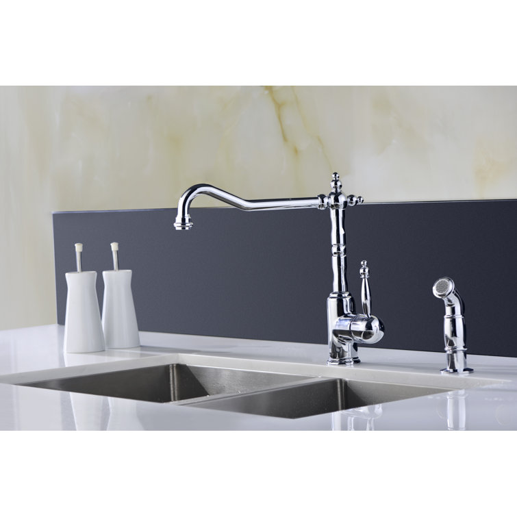 Polished Chrome Single Handle Kitchen Faucet with Sprayer