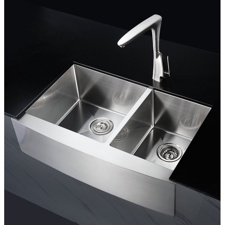 Elysian 33" Stainless Steel Double Bowl Farmhouse Sink