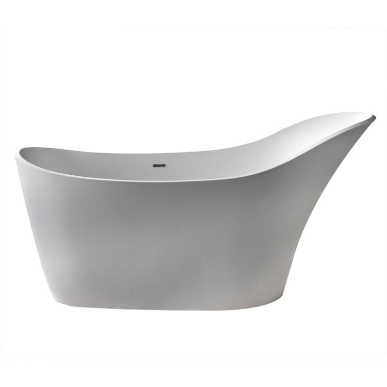 Matte White 90'' Freestanding Solid Surface Bathtub