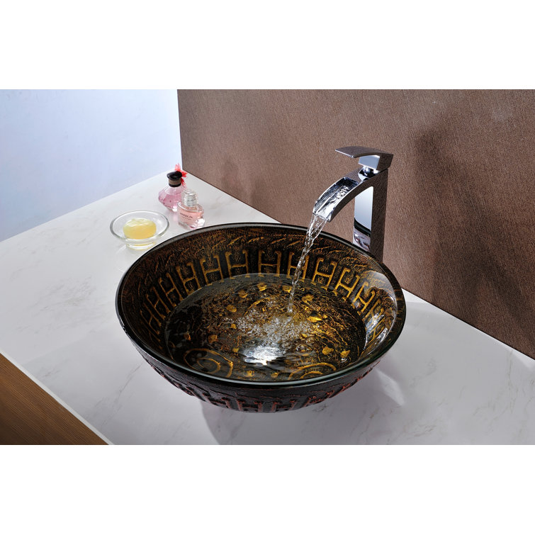 Lustrous Brown Glass Round Above-Counter Bathroom Sink