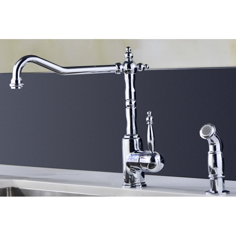 Polished Chrome Single Handle Kitchen Faucet with Sprayer