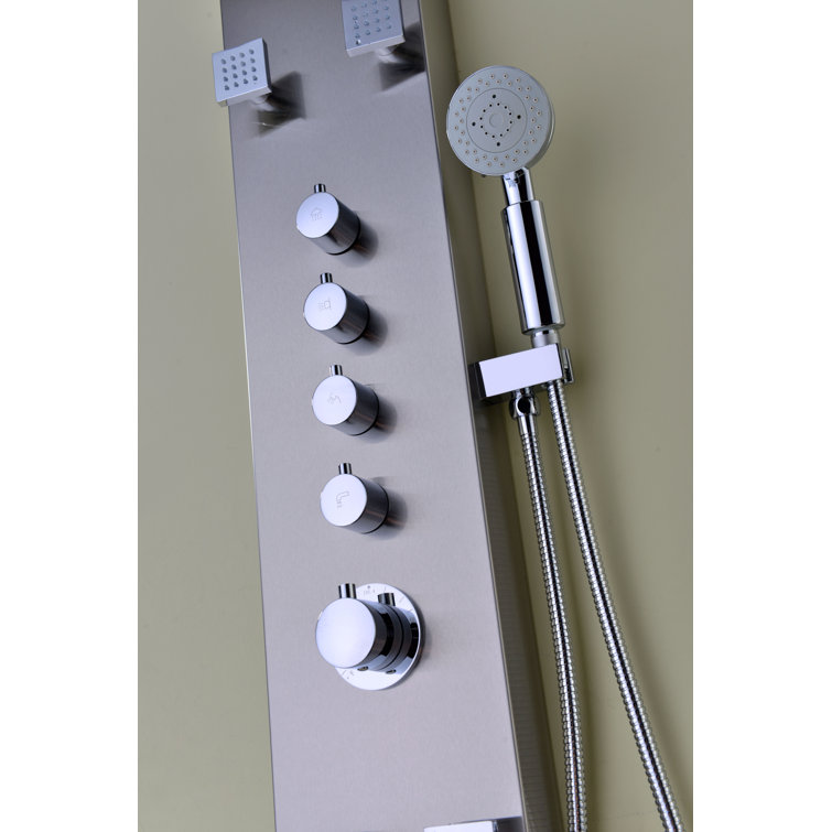 Echo 63.5'' Brushed Stainless Steel Shower Panel with Adjustable Jets