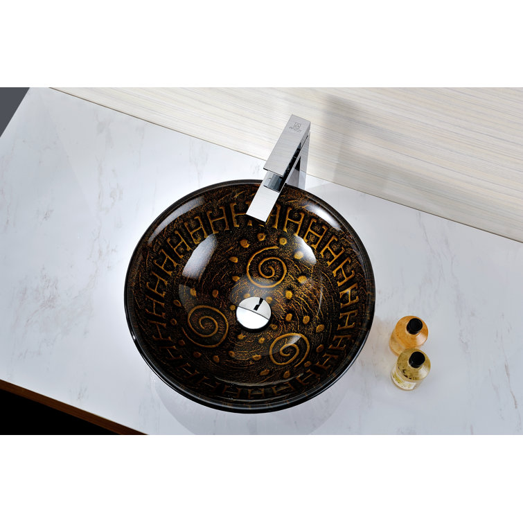 Lustrous Brown Glass Round Above-Counter Bathroom Sink
