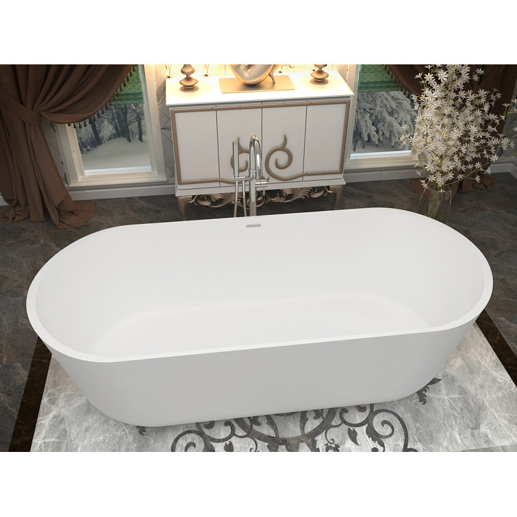 Badi 70.8'' Matte White Solid Surface Freestanding Bathtub