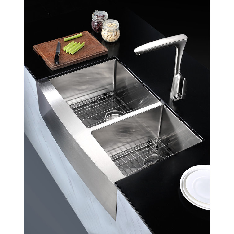 Elysian 33" Stainless Steel Double Bowl Farmhouse Sink