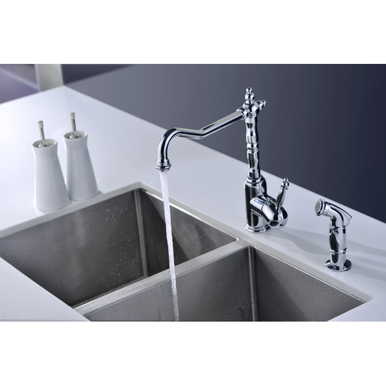 Polished Chrome Single Handle Kitchen Faucet with Sprayer