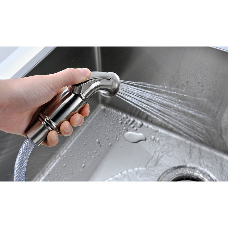 Polished Chrome Single Handle Kitchen Faucet with Sprayer