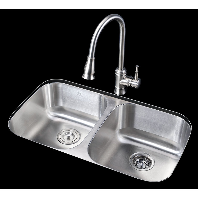 Moore 32'' Double Bowl Stainless Steel Undermount Kitchen Sink